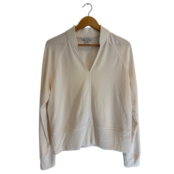 Athleta Tops - Athleta Women’s Large Magnolia White Pullover V-Neck Long Sleeve Athleisure